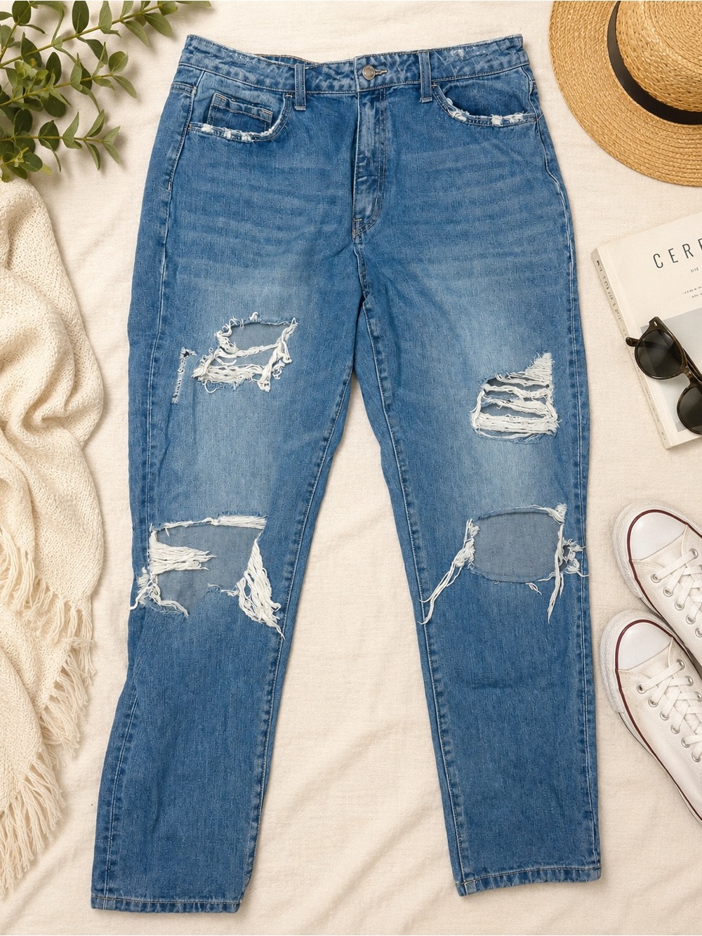 Vervet Size 31 Distressed High Rise Skinny Jeans Medium Wash Denim